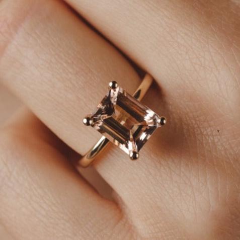 Morganite Emerald Cut Engagement Ring – KAVALRI