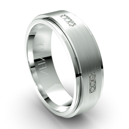 Spinning Brushed Centre Diamond Platinum Wedding Ring (IN1306D
