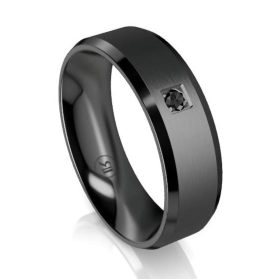 The Henry Black Zirconium with Bevelled Edge Black Diamond Wedding