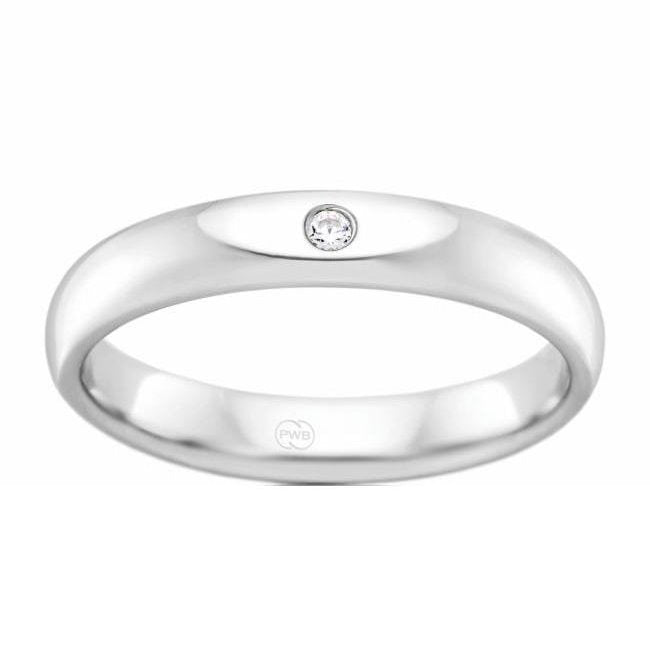 White gold band sales with inset diamonds