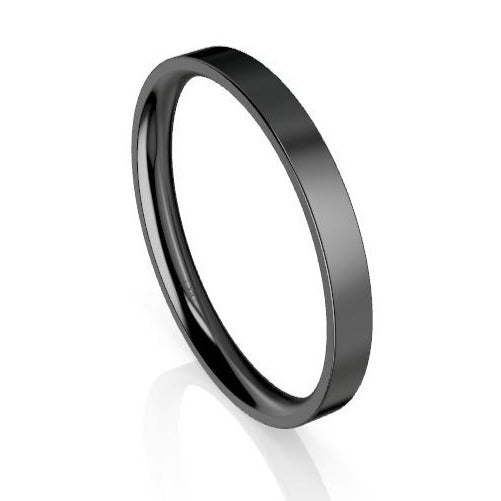 Women's Flat Black Zirconium Comfort Fit Wedding Ring (AG) – KAVALRI