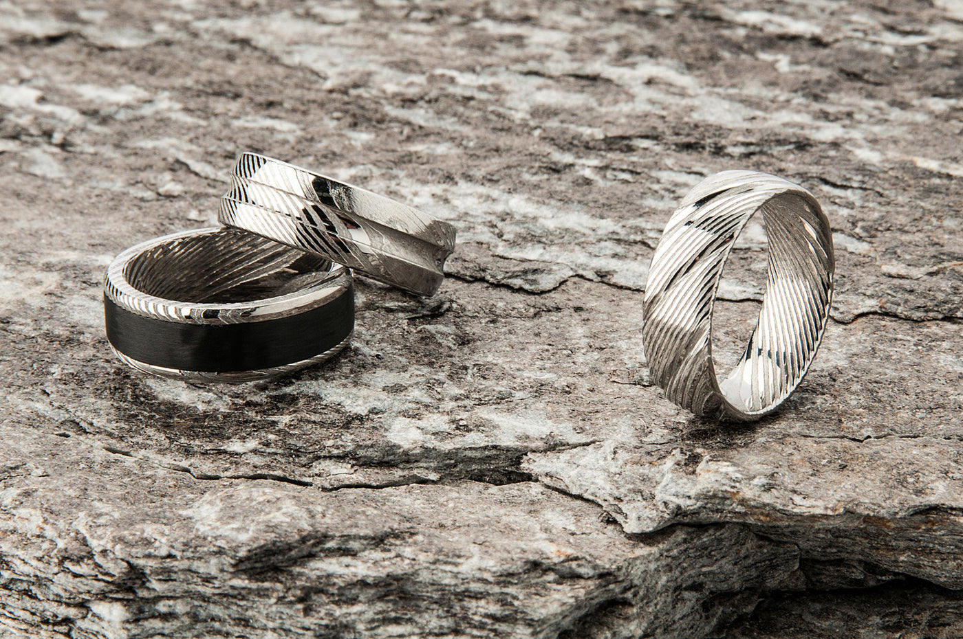 Damascus and Carbon Fibre Rings