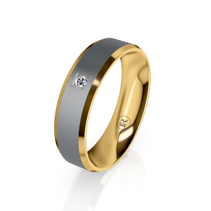 The Henry Tantalum & Gold Wedding Ring with White Diamond