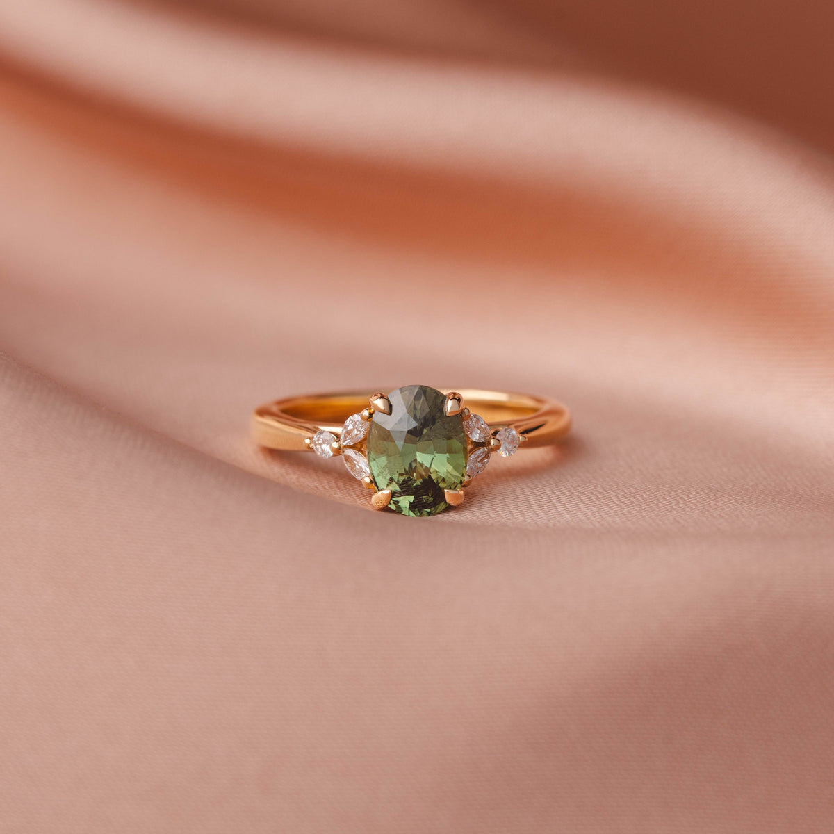 Blair 2.09 ct Deep Green Madagascan Oval Sapphire Engagement Ring