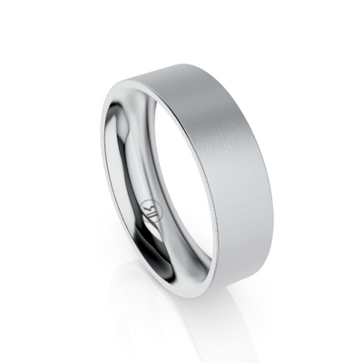 Flat Pipecut Brushed  Cobalt Chrome Wedding Ring (AG)