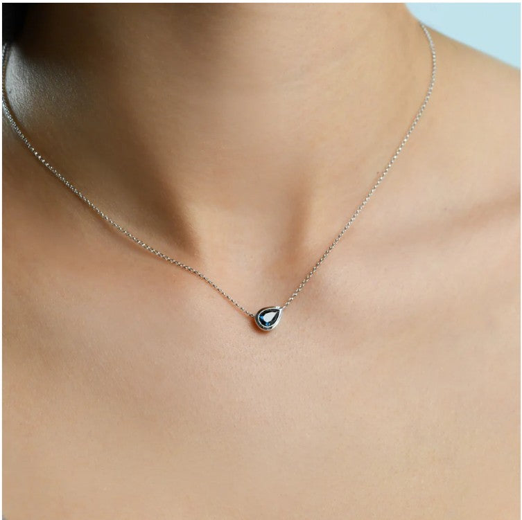 Adele Pear Bezel Sapphire Necklace