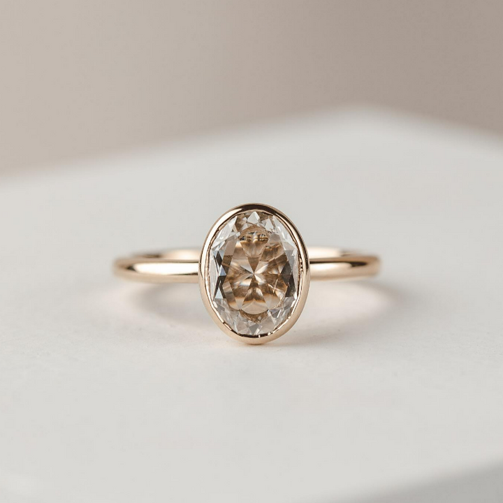 Oval Bezel Rose Cut Lab Diamond Engagement Ring – KAVALRI