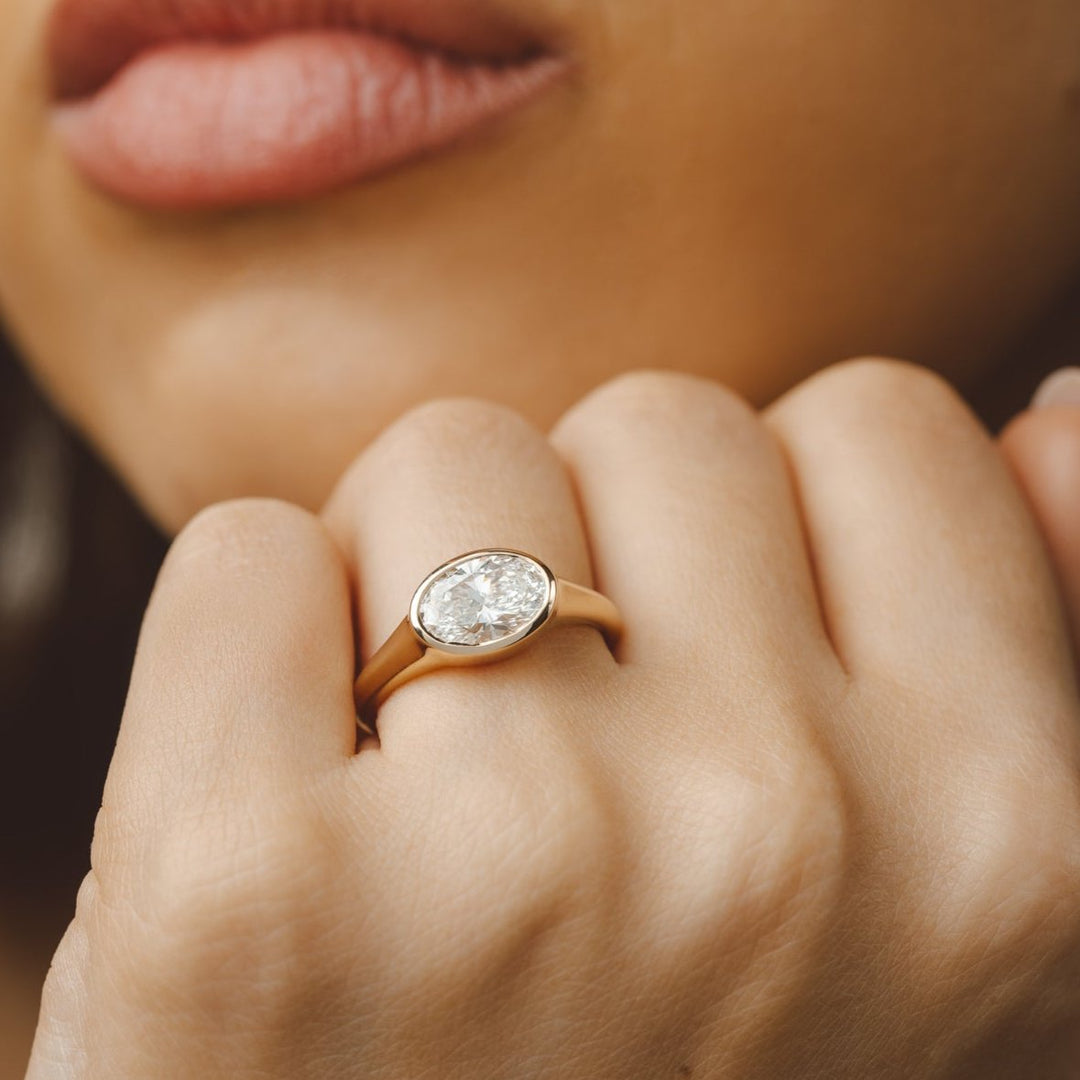 Oval Bezel Signet Engagement Ring Setting – KAVALRI