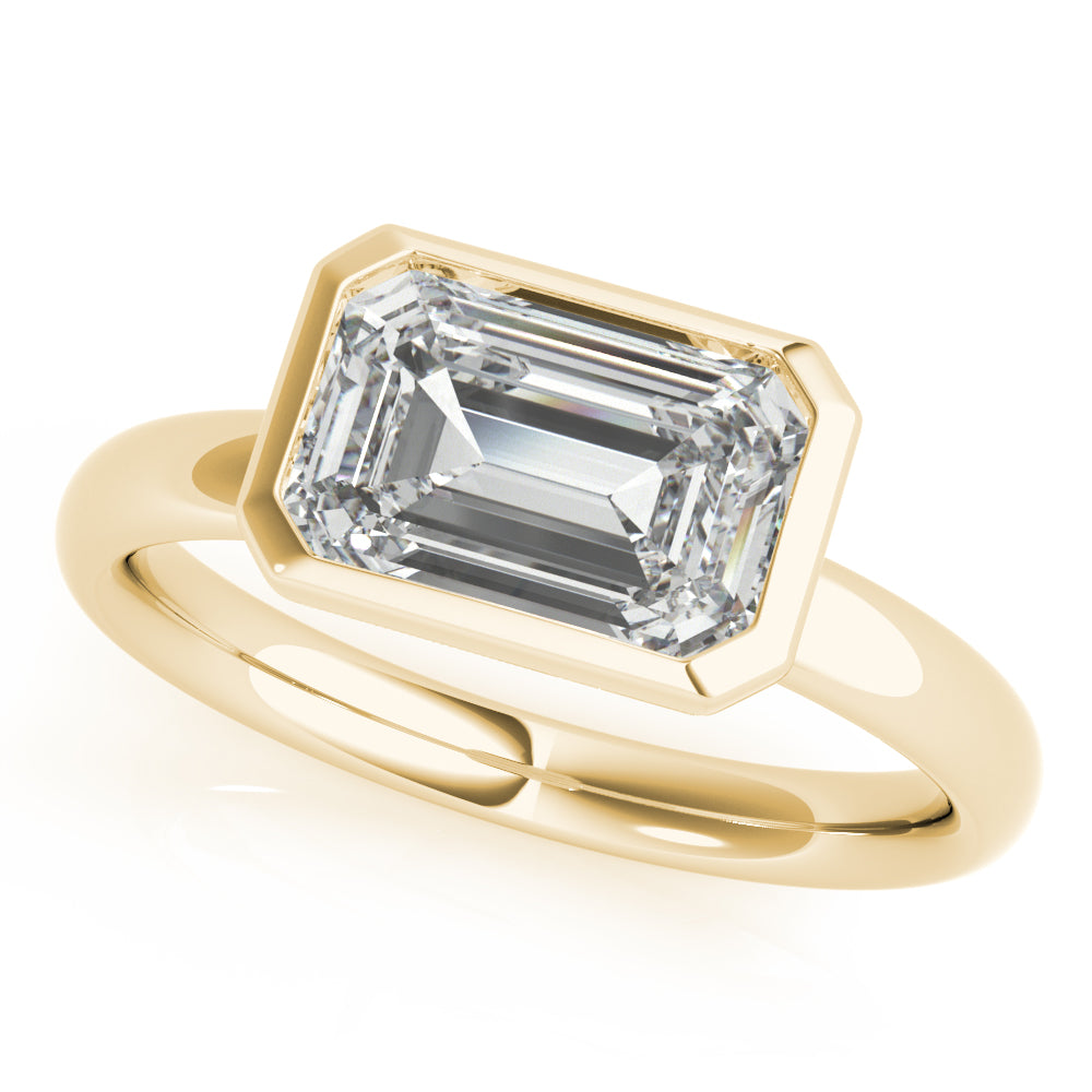 East West Emerald Cut Bezel Engagement Ring Setting – KAVALRI