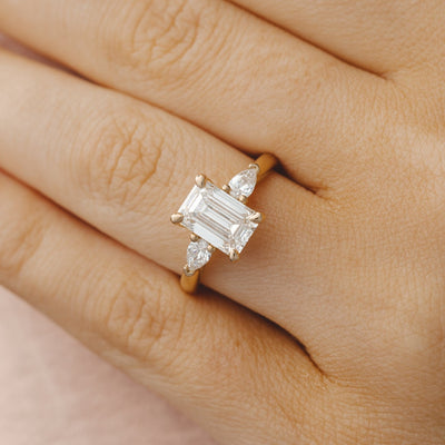 Emerald Diamond Engagement Ring Melbourne
