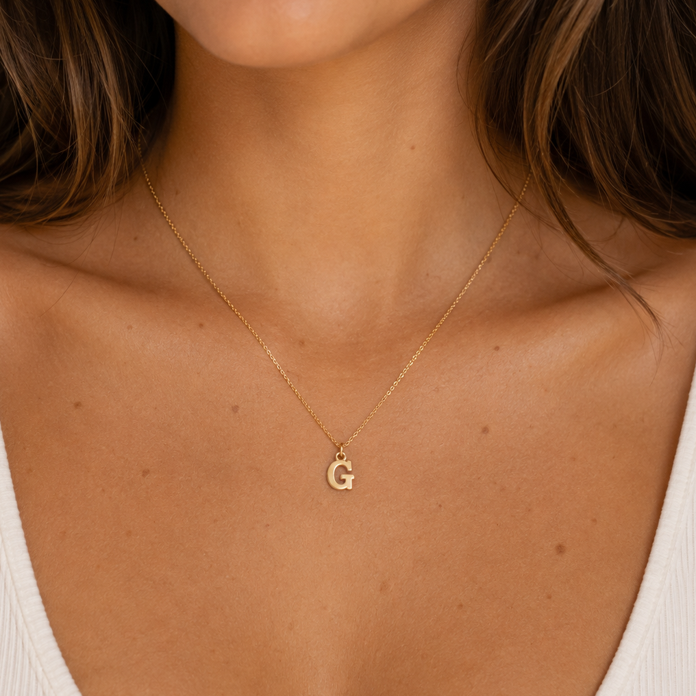 Initial Letter Gold Necklace G - M