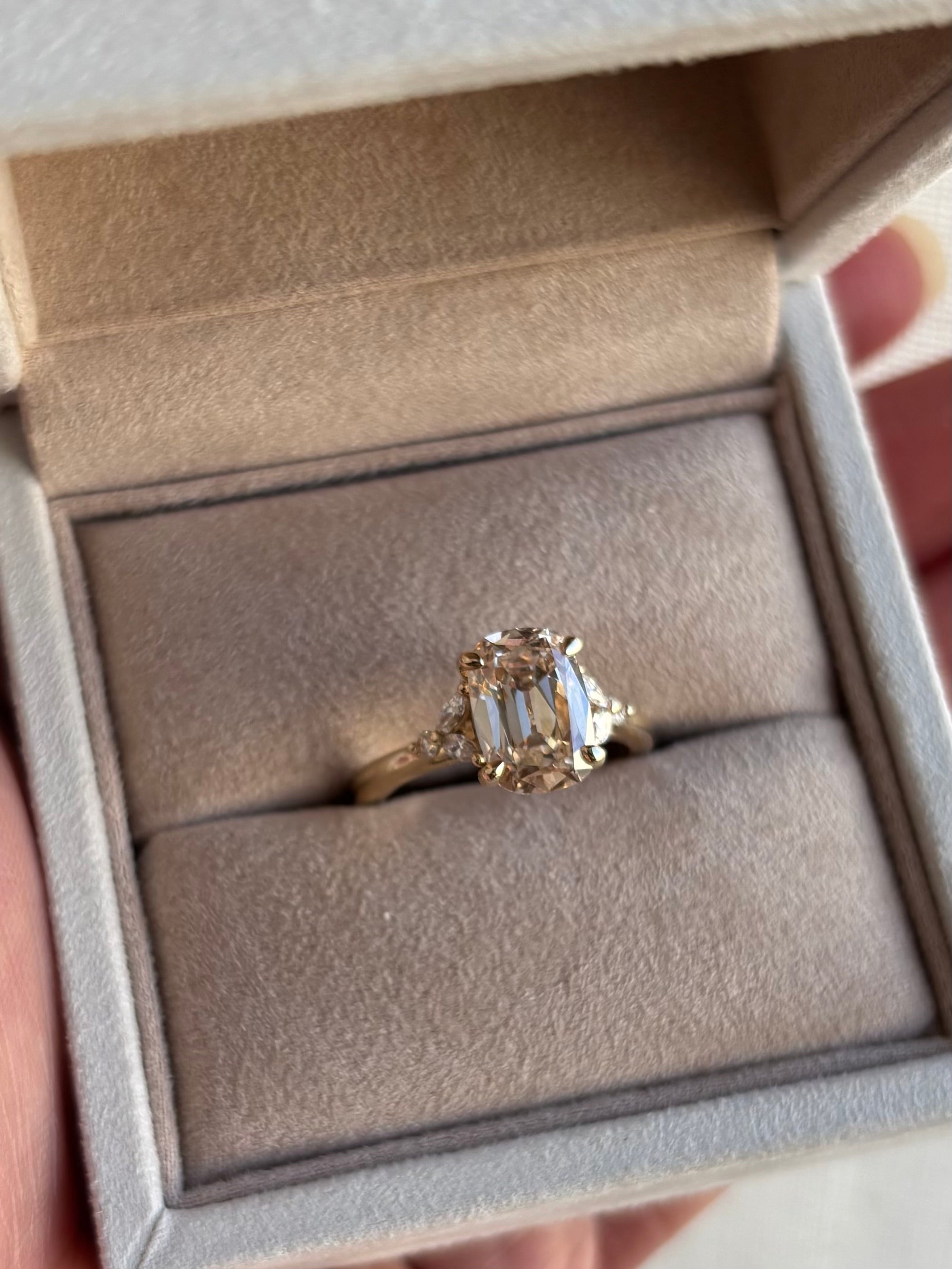Blair 2.58ct Old Mine Cushion Champagne Brown Lab Grown Diamond Ring