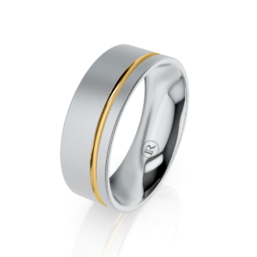 Offset Cobalt Chrome and Gold Groove Wedding Ring