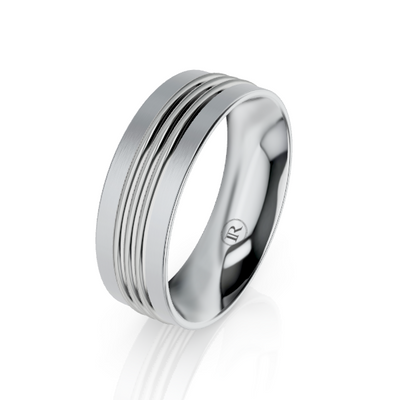 Cobalt Chrome Triple Groove Gold Wedding Ring