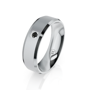 The Henry Black Diamond Centre Bevelled Edge Cobalt Chrome Wedding Ring