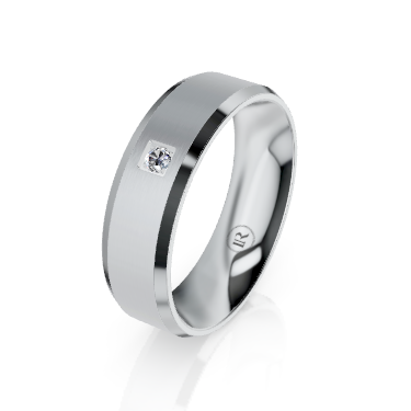 The Henry White Diamond Centre Bevelled Edge Cobalt Chrome Wedding Ring