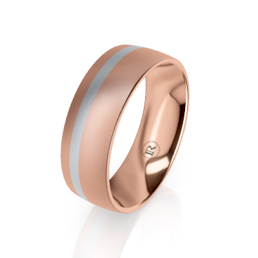 Round Gold and Offset Cobalt Chrome Polished Groove Wedding Ring
