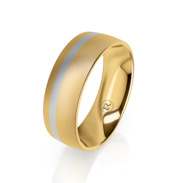 Round Gold and Offset Cobalt Chrome Polished Groove Wedding Ring