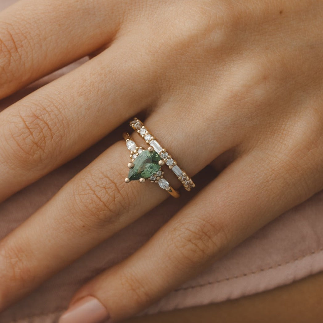 Willow 1.6 ct Green Pear Madagascan Sapphire Engagement Ring