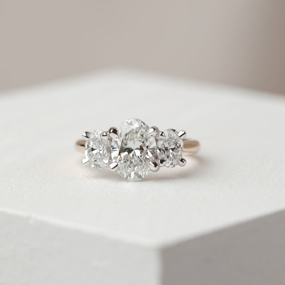 Charlotte Oval Trilogy Diamond Engagement Ring Setting