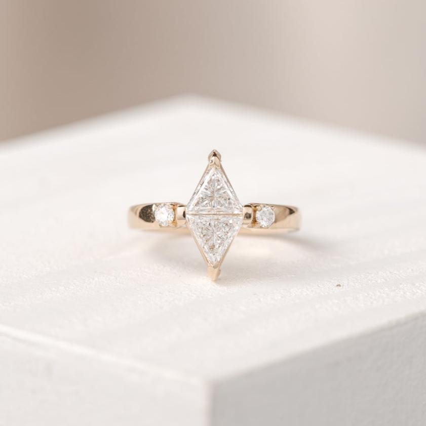 Indi Double Trilliant Lab Grown Engagement Ring