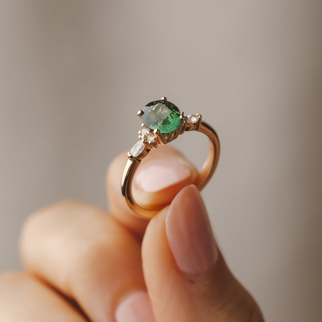 Green sapphire engagement ring hotsell