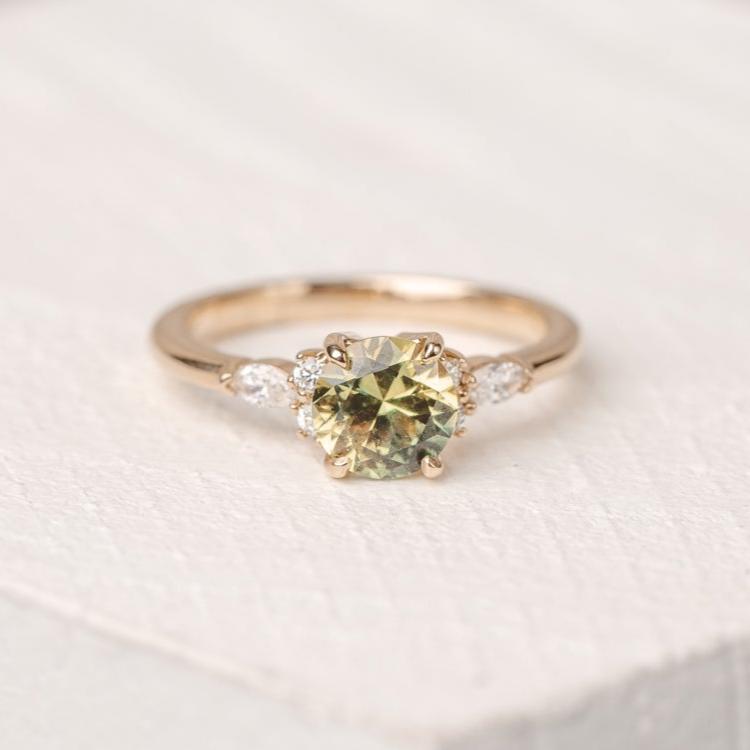 Willow 1.21 ct Round Light Green Australian Sapphire Engagement Ring