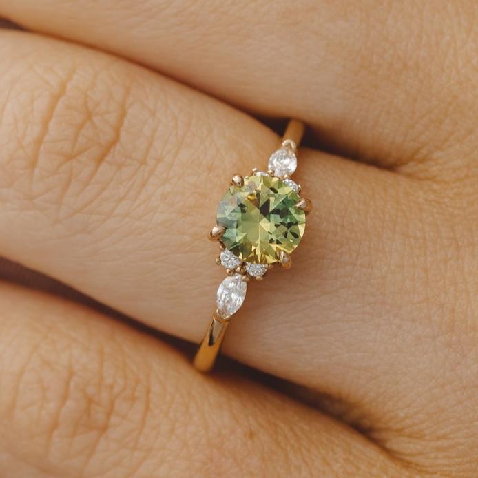 Willow 1.21 ct Round Light Green Australian Sapphire Engagement Ring