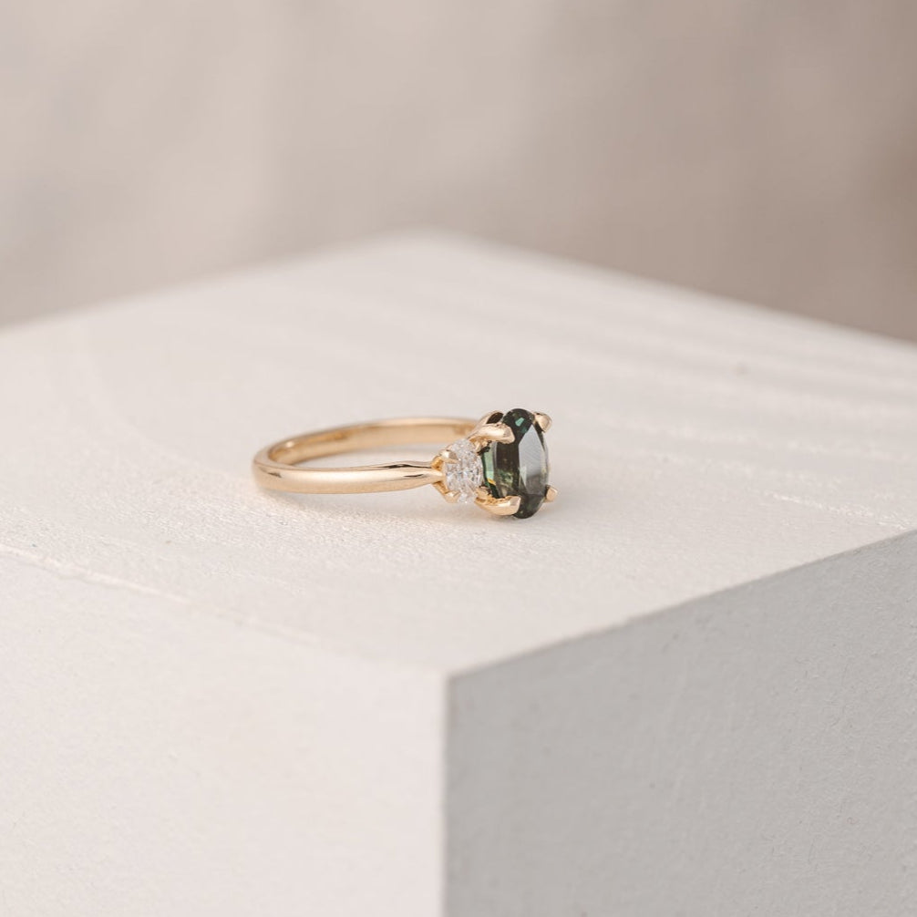 Charlotte 2.07 ct Oval Trilogy Sapphire Engagement Ring