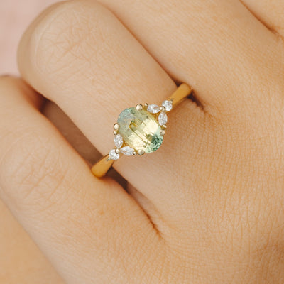 Blair Oval 2.05 ct Madagascan Green Yellow Sapphire Engagement Ring