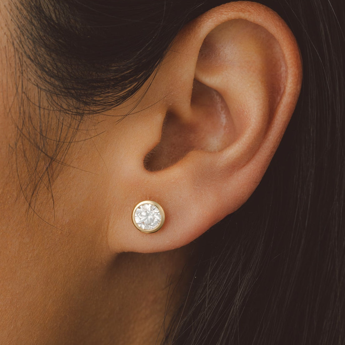 Lumina Round Bezel Diamond Earrings
