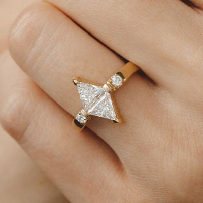 Indi Double Trilliant Lab Grown Engagement Ring