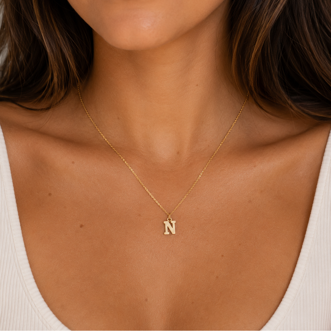 Initial Letter Gold Necklace N-T