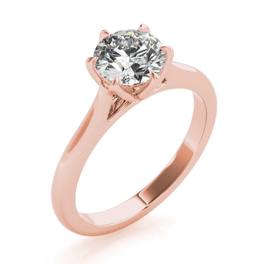 Fleur 6 Prong Solitaire Engagement Ring Setting