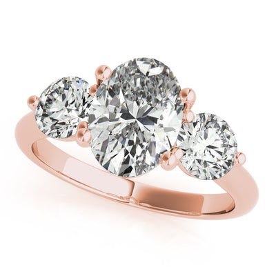 Charlotte Midi Oval and Round Trilogy Diamond Engagement Ring Setting