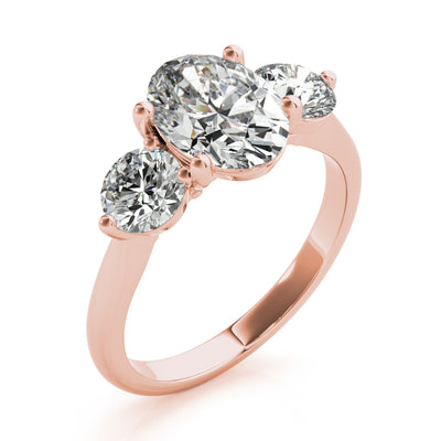 Charlotte Midi Oval and Round Trilogy Diamond Engagement Ring Setting