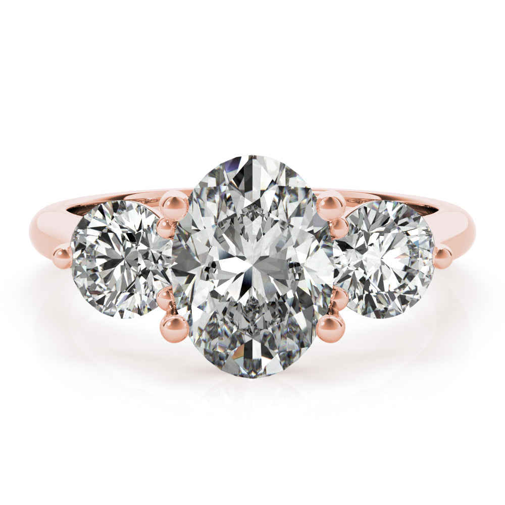 Charlotte Midi Oval and Round Trilogy Diamond Engagement Ring Setting