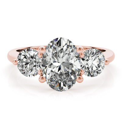 Charlotte Midi Oval and Round Trilogy Diamond Engagement Ring Setting