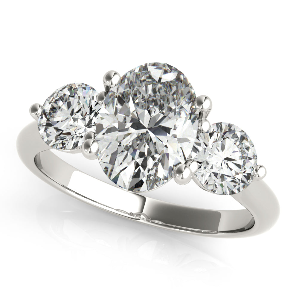 Charlotte Midi Oval and Round Trilogy Diamond Engagement Ring Setting