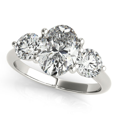 Charlotte Midi Oval and Round Trilogy Diamond Engagement Ring Setting