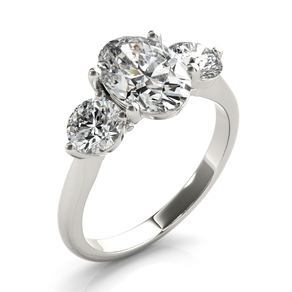 Charlotte Midi Oval and Round Trilogy Diamond Engagement Ring Setting