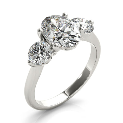 Charlotte Midi Oval and Round Trilogy Diamond Engagement Ring Setting