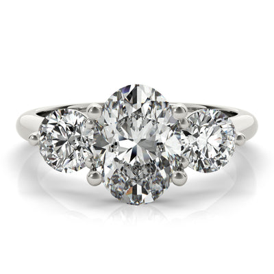 Charlotte Midi Oval and Round Trilogy Diamond Engagement Ring Setting