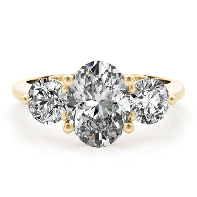 Charlotte Midi Oval and Round Trilogy Diamond Engagement Ring Setting
