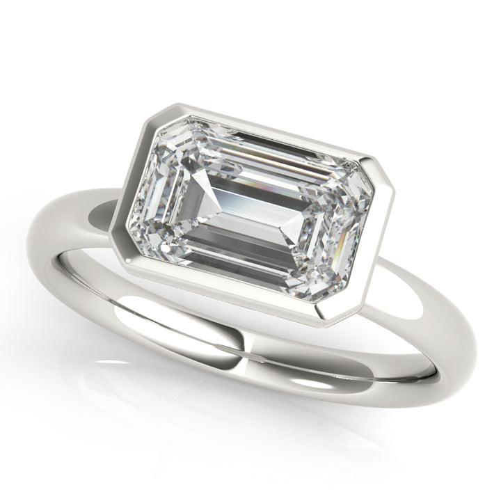 East West Emerald Cut Bezel Engagement Ring Setting – KAVALRI
