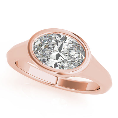 Oval Bezel Signet Engagement Ring Setting