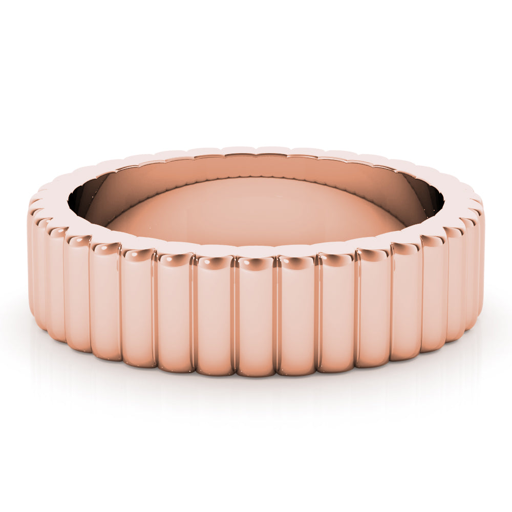 Women's Grooved Flat Band Wedding Ring