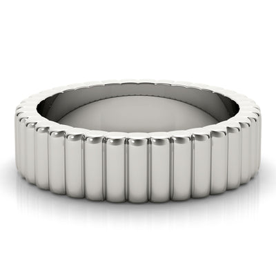 Women's Grooved Flat Band Wedding Ring