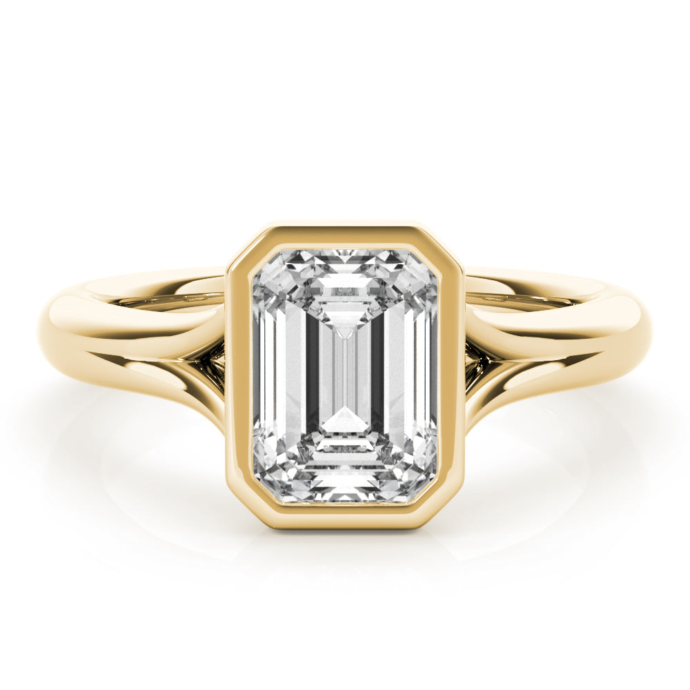 Emerald Double Split Shank Bezel Engagement Ring Setting