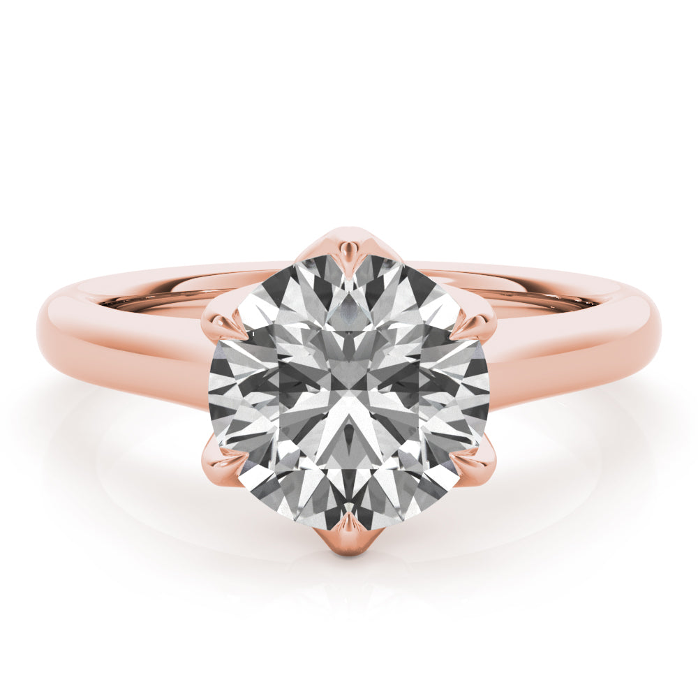Peony Round 6 Prong Solitaire Engagement Ring Setting